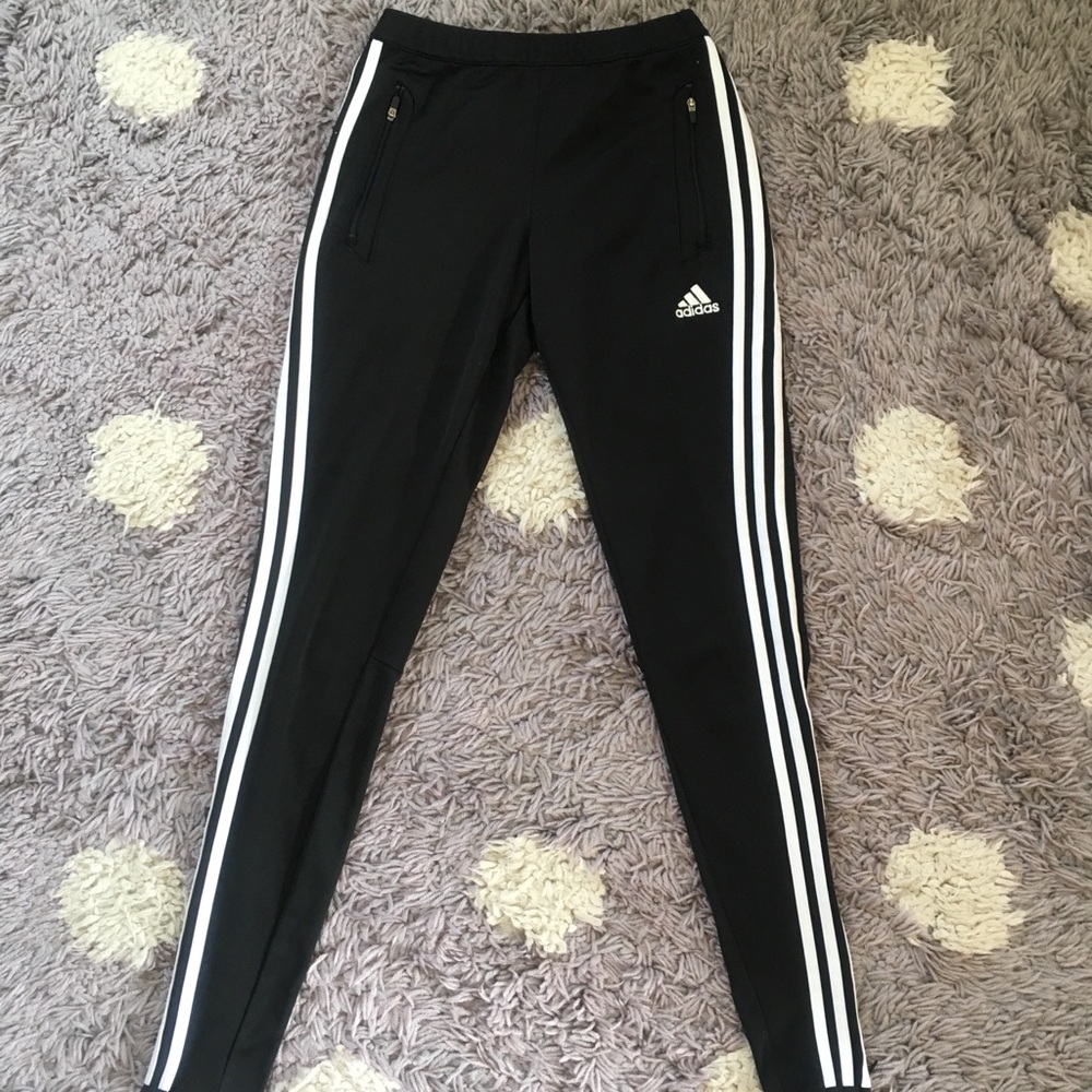 Black and white Adidas joggers